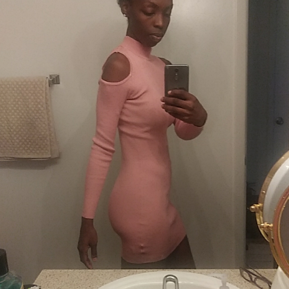 Coral Long Sleeve Fitted Dress